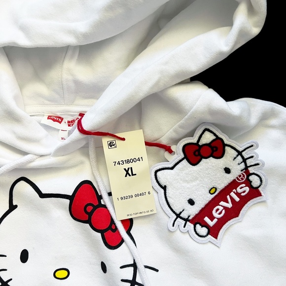 NWT LEVIS Ltd Ed UNBASIC HELLO KITTY WITH PATCH Women's Hoodie Jacket White - Picture 8 of 9